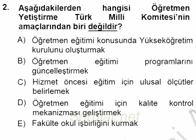 Öğretmenlikte Mesleki Gelişim 2014 - 2015 Ara Sınavı 2.Soru