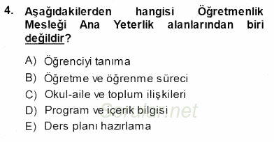Öğretmenlikte Mesleki Gelişim 2014 - 2015 Ara Sınavı 4.Soru