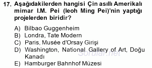 Müzecilik ve Sergileme 2014 - 2015 Dönem Sonu Sınavı 17.Soru