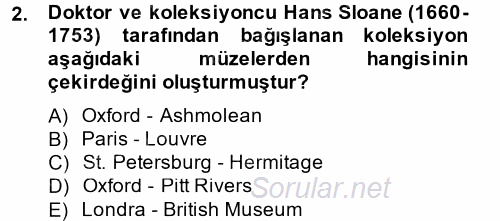 Müzecilik ve Sergileme 2014 - 2015 Dönem Sonu Sınavı 2.Soru