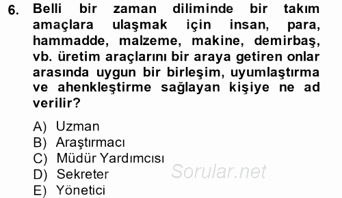 Müzecilik ve Sergileme 2014 - 2015 Dönem Sonu Sınavı 6.Soru