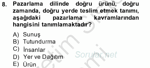 Müzecilik ve Sergileme 2014 - 2015 Dönem Sonu Sınavı 8.Soru