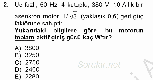 Elektromekanik Kumanda Sistemleri 2013 - 2014 Dönem Sonu Sınavı 2.Soru