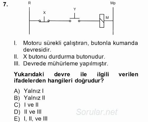 Elektromekanik Kumanda Sistemleri 2013 - 2014 Dönem Sonu Sınavı 7.Soru