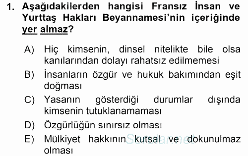 Türkiye´de Demokrasi Ve Parlemento Tarihi 2016 - 2017 Ara Sınavı 1.Soru