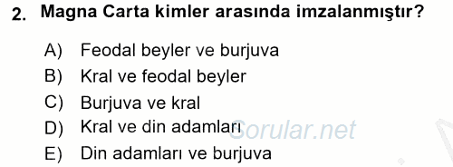 Türkiye´de Demokrasi Ve Parlemento Tarihi 2016 - 2017 Ara Sınavı 2.Soru