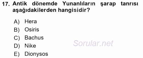 İçecek Bilgisi 2017 - 2018 3 Ders Sınavı 17.Soru