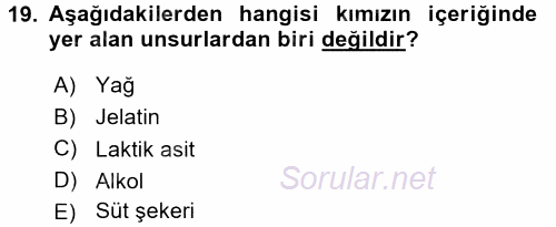 İçecek Bilgisi 2017 - 2018 3 Ders Sınavı 19.Soru