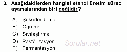 İçecek Bilgisi 2017 - 2018 3 Ders Sınavı 3.Soru