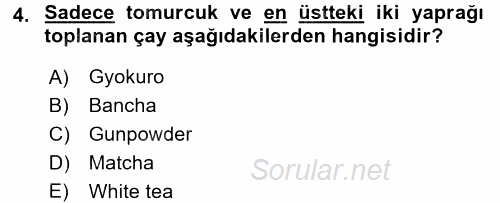 İçecek Bilgisi 2017 - 2018 3 Ders Sınavı 4.Soru