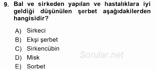 İçecek Bilgisi 2017 - 2018 3 Ders Sınavı 9.Soru