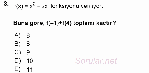 Okulöncesinde Matematik Eğitimi 2017 - 2018 Ara Sınavı 3.Soru