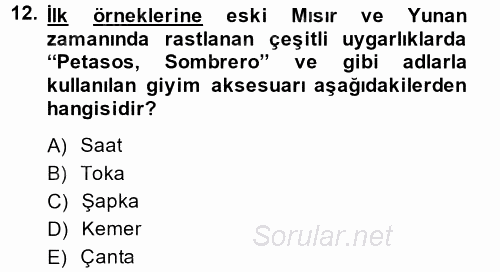 Giysi Seçimi 2014 - 2015 Tek Ders Sınavı 12.Soru