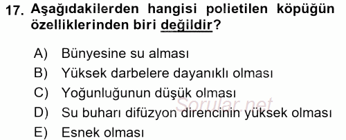 Isıtma Havalandırma ve Klima Sistemlerinde Enerji Ekonomisi 2016 - 2017 Ara Sınavı 17.Soru