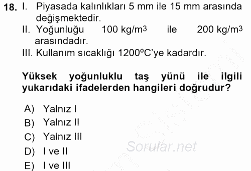 Isıtma Havalandırma ve Klima Sistemlerinde Enerji Ekonomisi 2016 - 2017 Ara Sınavı 18.Soru