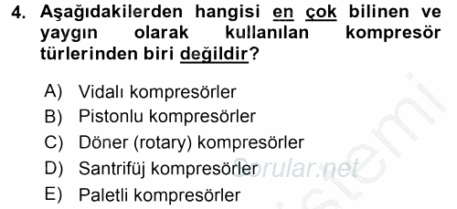 Isıtma Havalandırma ve Klima Sistemlerinde Enerji Ekonomisi 2016 - 2017 Ara Sınavı 4.Soru