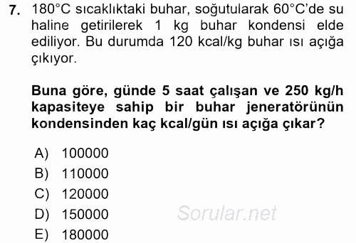 Isıtma Havalandırma ve Klima Sistemlerinde Enerji Ekonomisi 2016 - 2017 Ara Sınavı 7.Soru
