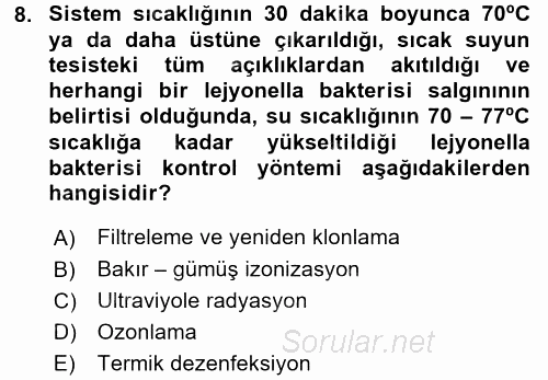 Isıtma Havalandırma ve Klima Sistemlerinde Enerji Ekonomisi 2016 - 2017 Ara Sınavı 8.Soru