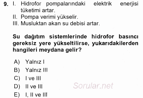 Isıtma Havalandırma ve Klima Sistemlerinde Enerji Ekonomisi 2016 - 2017 Ara Sınavı 9.Soru