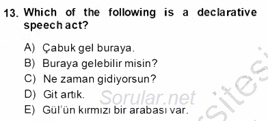 Türkçe Tümce Bilgisi Ve Anlambilim 2013 - 2014 Dönem Sonu Sınavı 13.Soru