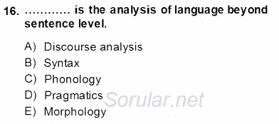 Türkçe Tümce Bilgisi Ve Anlambilim 2013 - 2014 Dönem Sonu Sınavı 16.Soru