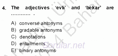 Türkçe Tümce Bilgisi Ve Anlambilim 2013 - 2014 Dönem Sonu Sınavı 4.Soru