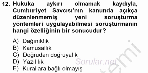 Ceza Muhakemesi Hukuku 2012 - 2013 Dönem Sonu Sınavı 12.Soru