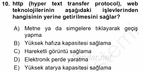 Teknoloji Perakendeciliği 2016 - 2017 Ara Sınavı 10.Soru