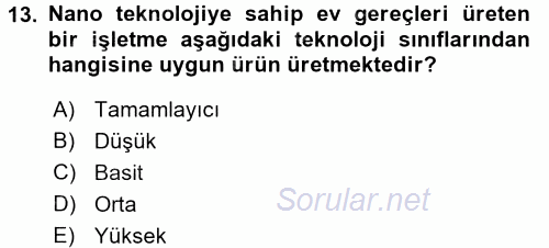 Teknoloji Perakendeciliği 2016 - 2017 Ara Sınavı 13.Soru