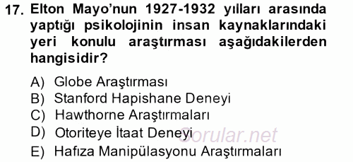 Stratejik Yönetim 1 2014 - 2015 Tek Ders Sınavı 17.Soru