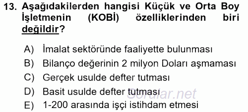 Dış Ticaret İşlemleri 2017 - 2018 Dönem Sonu Sınavı 13.Soru