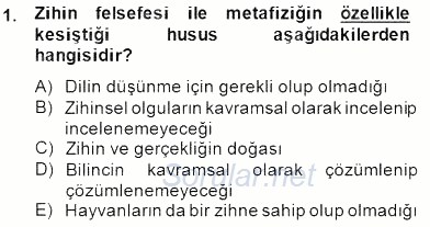 Zihin Felsefesi 2014 - 2015 Ara Sınavı 1.Soru