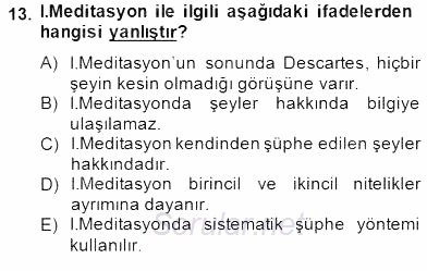 Zihin Felsefesi 2014 - 2015 Ara Sınavı 13.Soru