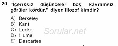 Zihin Felsefesi 2014 - 2015 Ara Sınavı 20.Soru