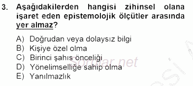 Zihin Felsefesi 2014 - 2015 Ara Sınavı 3.Soru