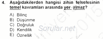 Zihin Felsefesi 2014 - 2015 Ara Sınavı 4.Soru