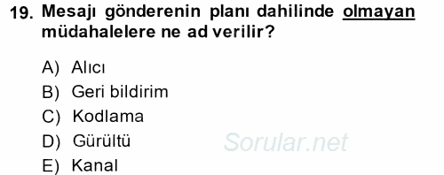 Pazarlama Yönetimi 2014 - 2015 Dönem Sonu Sınavı 19.Soru