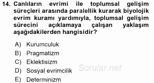 İktisadi Düşünceler Tarihi 2016 - 2017 Dönem Sonu Sınavı 14.Soru
