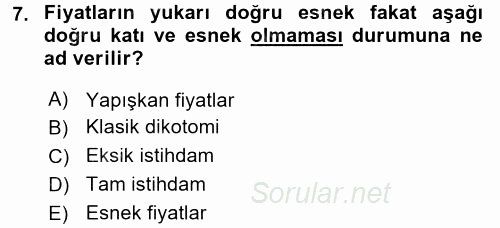 İktisadi Düşünceler Tarihi 2016 - 2017 Dönem Sonu Sınavı 7.Soru