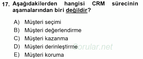 Satış Teknikleri 2015 - 2016 Ara Sınavı 17.Soru