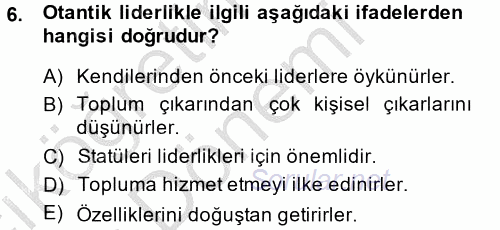 Sosyal Psikoloji 2 2014 - 2015 Ara Sınavı 6.Soru