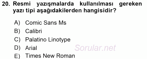 Kalem Mevzuatı 2017 - 2018 3 Ders Sınavı 20.Soru