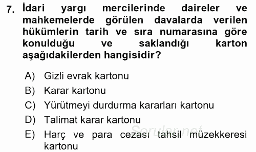 Kalem Mevzuatı 2017 - 2018 3 Ders Sınavı 7.Soru