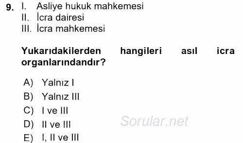 Kalem Mevzuatı 2017 - 2018 3 Ders Sınavı 9.Soru