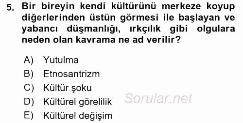 Davranış Bilimlerine Giriş 2017 - 2018 3 Ders Sınavı 5.Soru