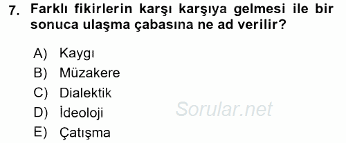 Küreselleşme ve Kültürlerarası İletişim 2017 - 2018 Dönem Sonu Sınavı 7.Soru