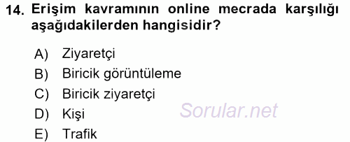 Medya Planlama 2015 - 2016 Dönem Sonu Sınavı 14.Soru