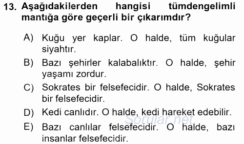 Sembolik Mantık 2015 - 2016 Ara Sınavı 13.Soru