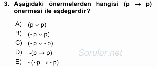 Sembolik Mantık 2015 - 2016 Ara Sınavı 3.Soru
