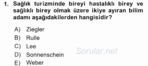 Termal ve Spa Hizmetleri 2015 - 2016 Tek Ders Sınavı 1.Soru